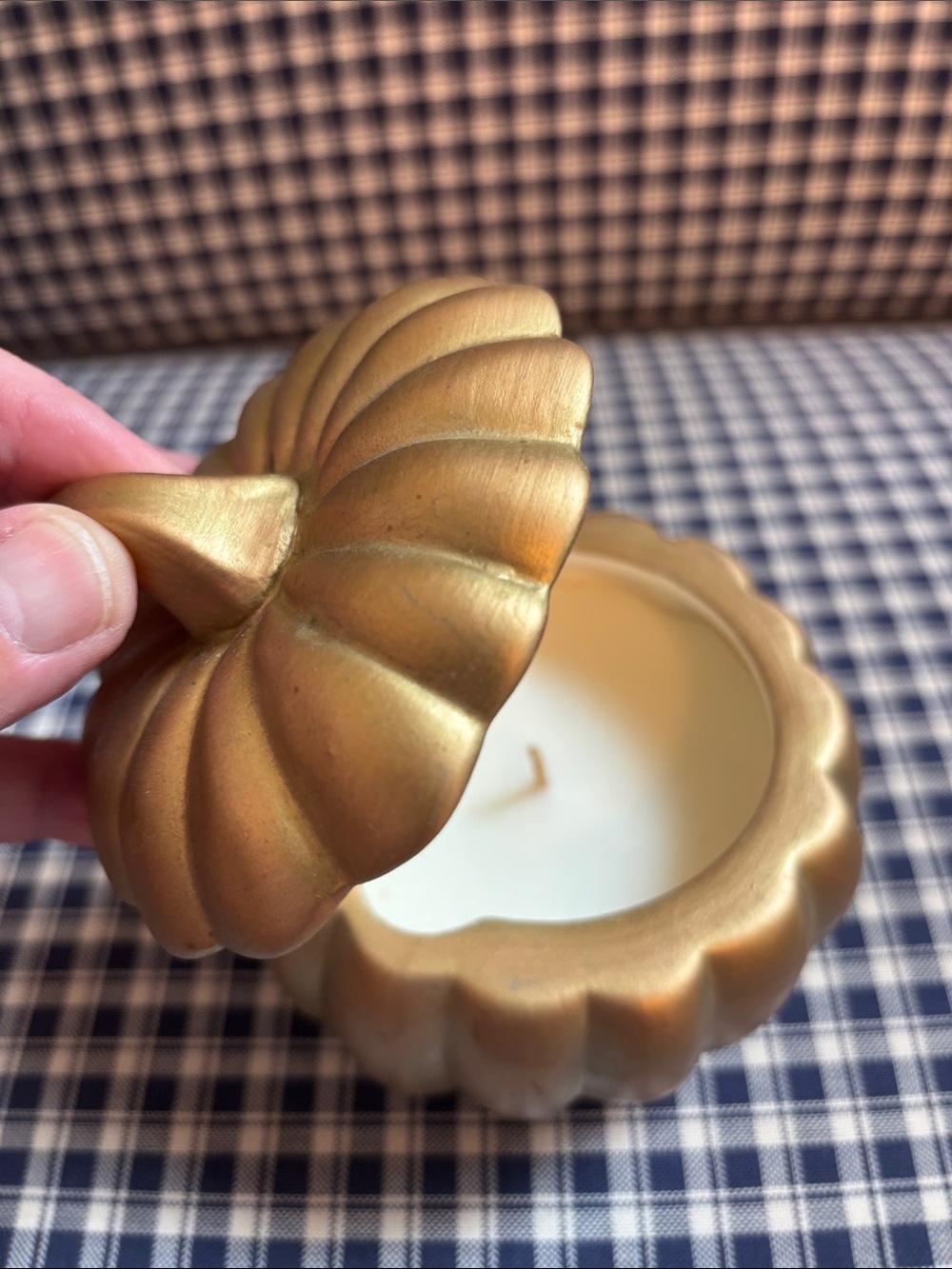 Hallmark Gold Pumpkin Candle with Removable Lid